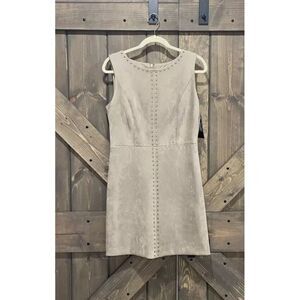 JAX Women's Lined Sheath Dress‎ Stone Beige Suede With Studded Dress Size 10 NWT
